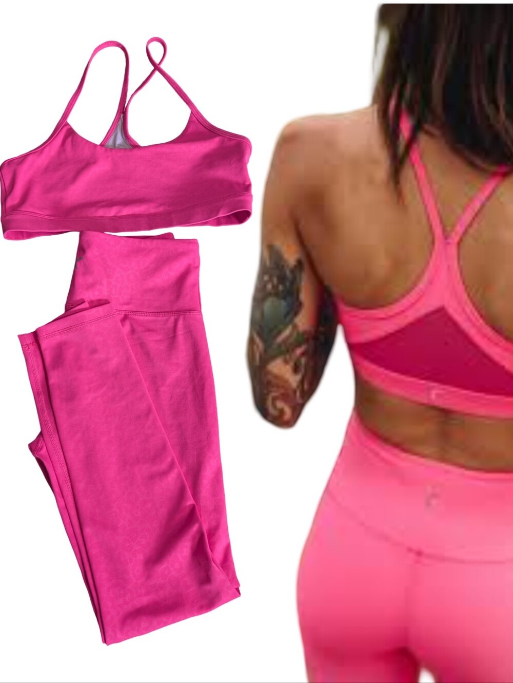 Zyia Set - Hot Pink Activewear Set - Sports Bra & Leggings - Leopard Print